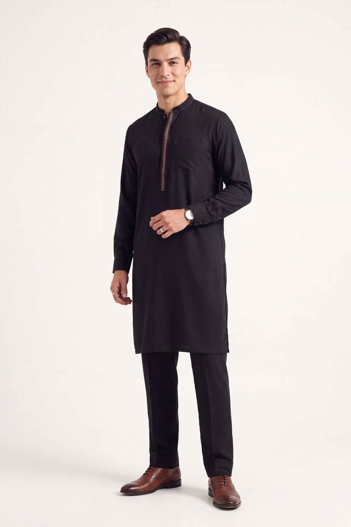 Nishat UK - Black  Embroidered  Silk 2 Pieces ready to wear Dress