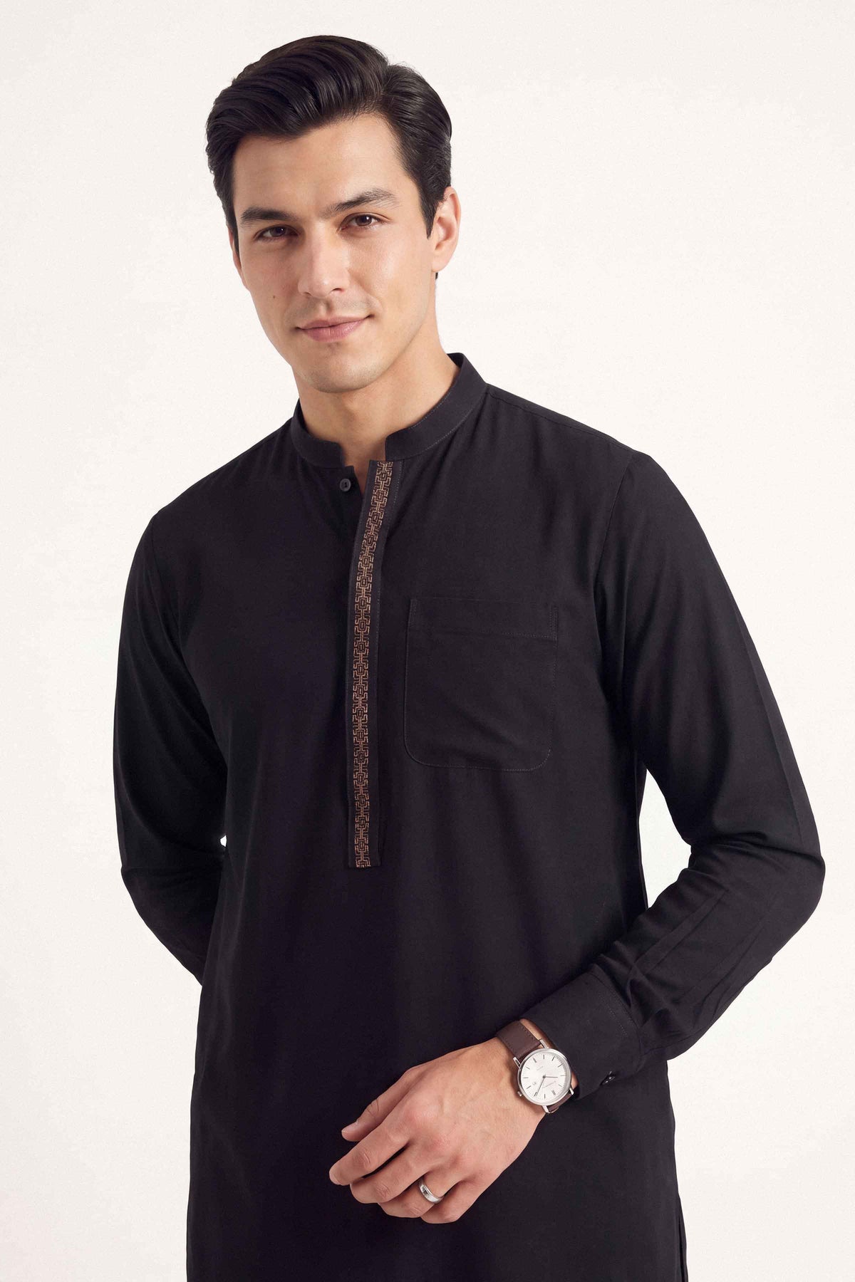 Nishat UK - Black  Embroidered  Silk 2 Pieces ready to wear Dress