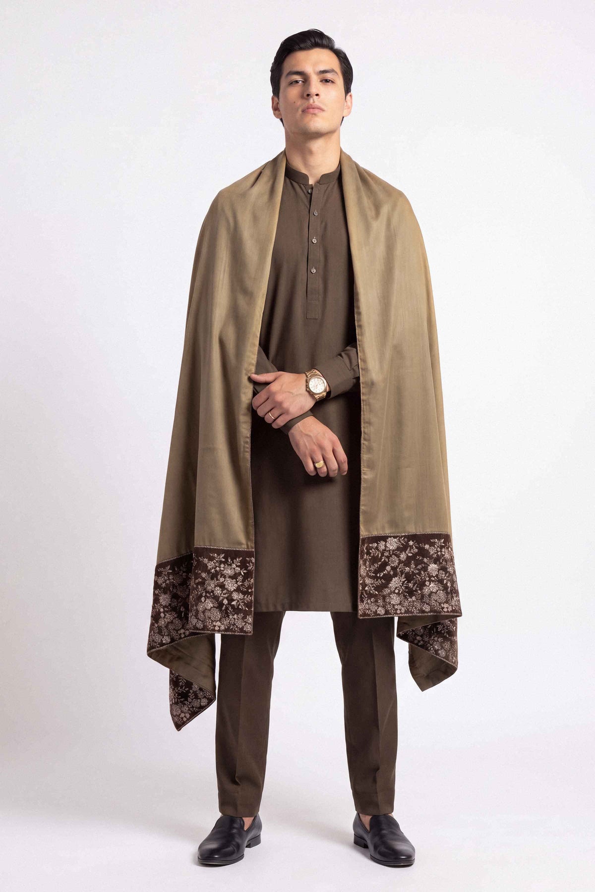 Nishat UK - Brown Embroidered Viscose 1 Piece ready to wear shawl
