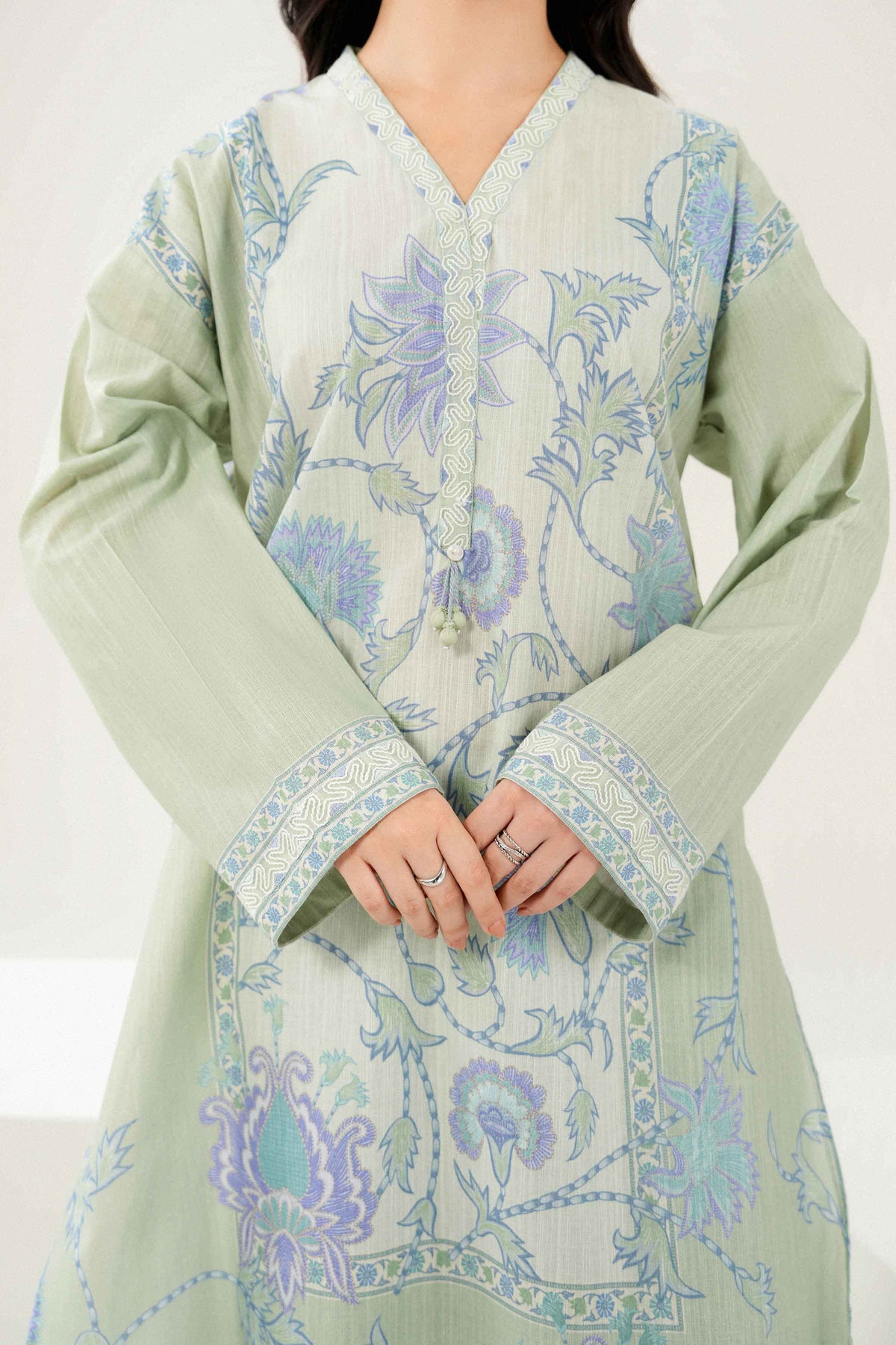 Nishat UK - Green Embroidered Khaddar 3 Pieces ready to wear Suit
