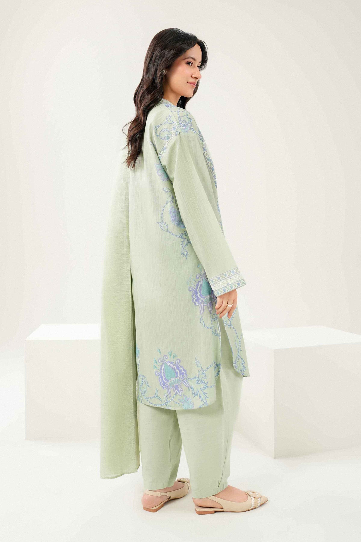 Nishat UK - Green Embroidered Khaddar 3 Pieces ready to wear Suit