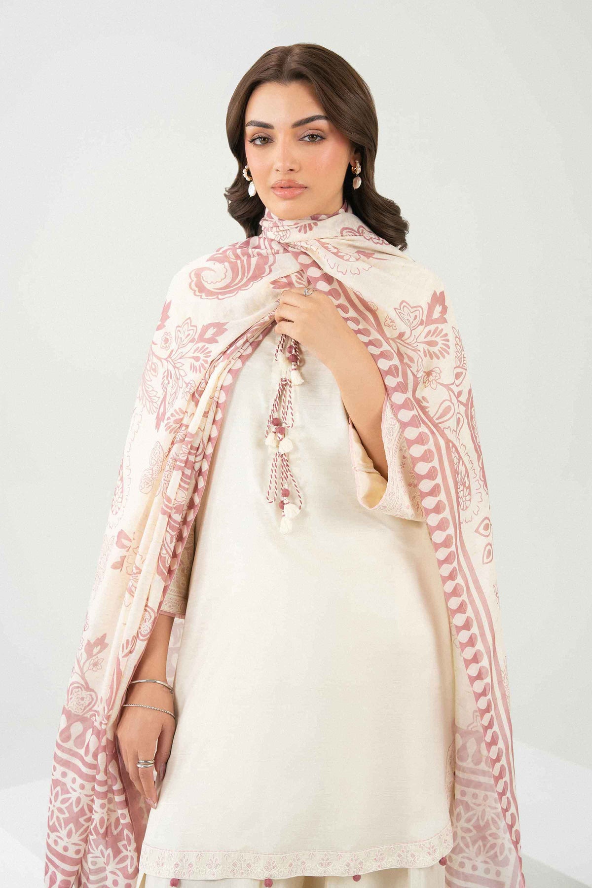 Nishat UK - Off White Embroidered Silk 3 Pieces ready to wear Suit