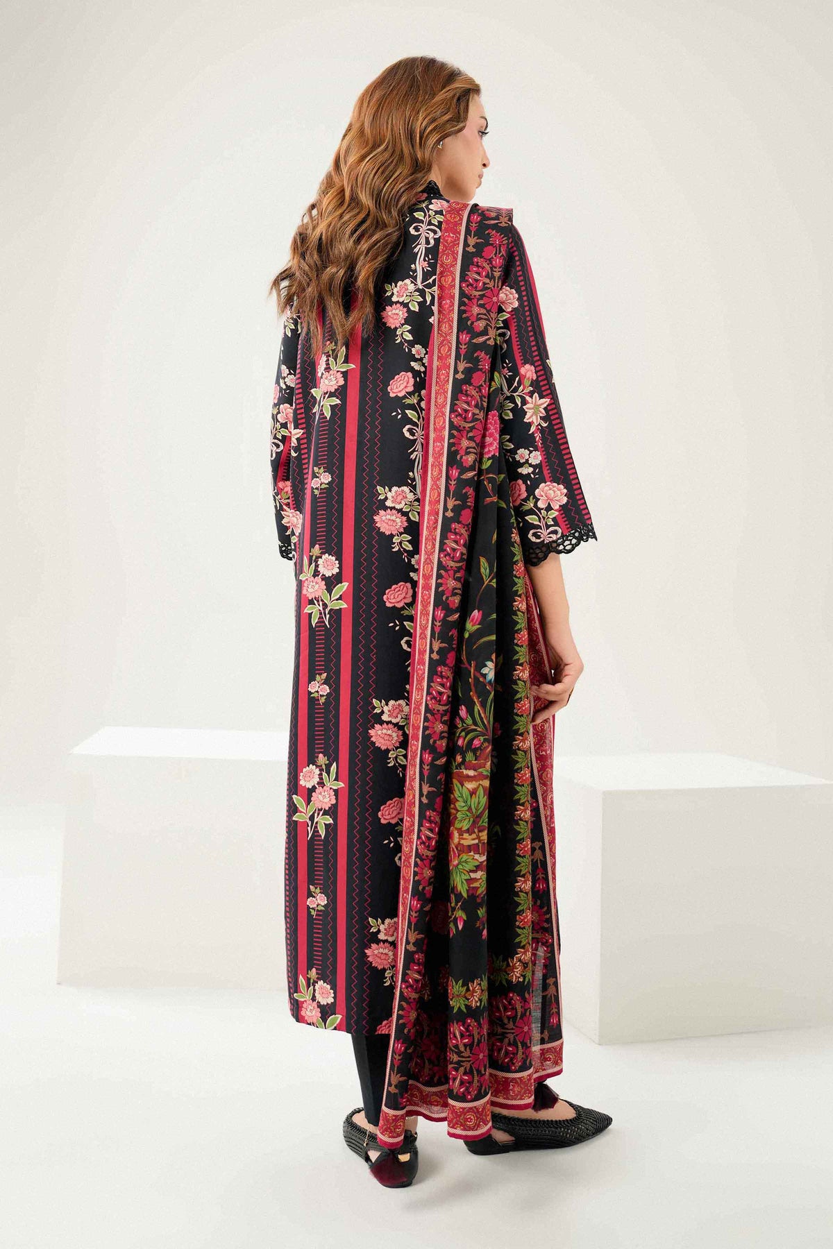 Nishat UK - Black Embroidered Linen 3 Pieces ready to wear Suit