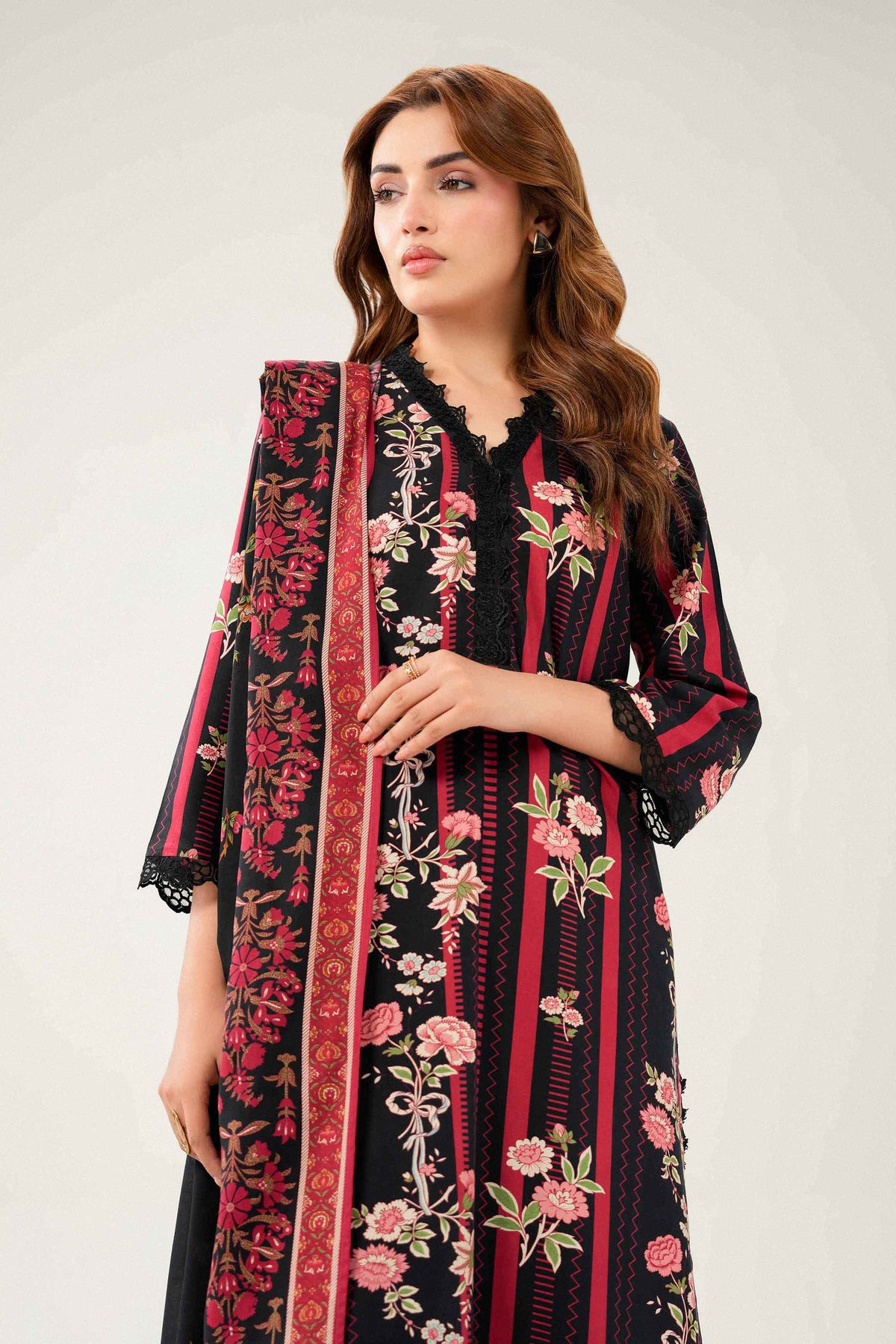 Nishat UK - Black Embroidered Linen 3 Pieces ready to wear Suit