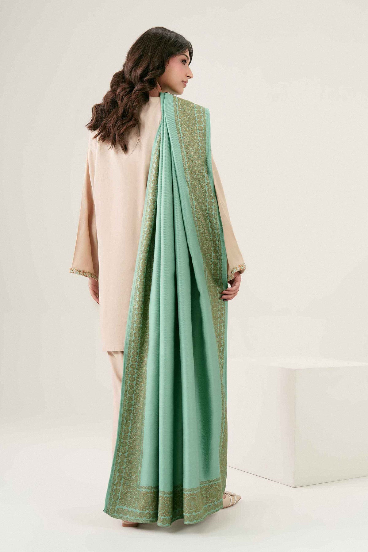 Nishat UK - Beige Embroidered Twill 3 Pieces ready to wear Suit