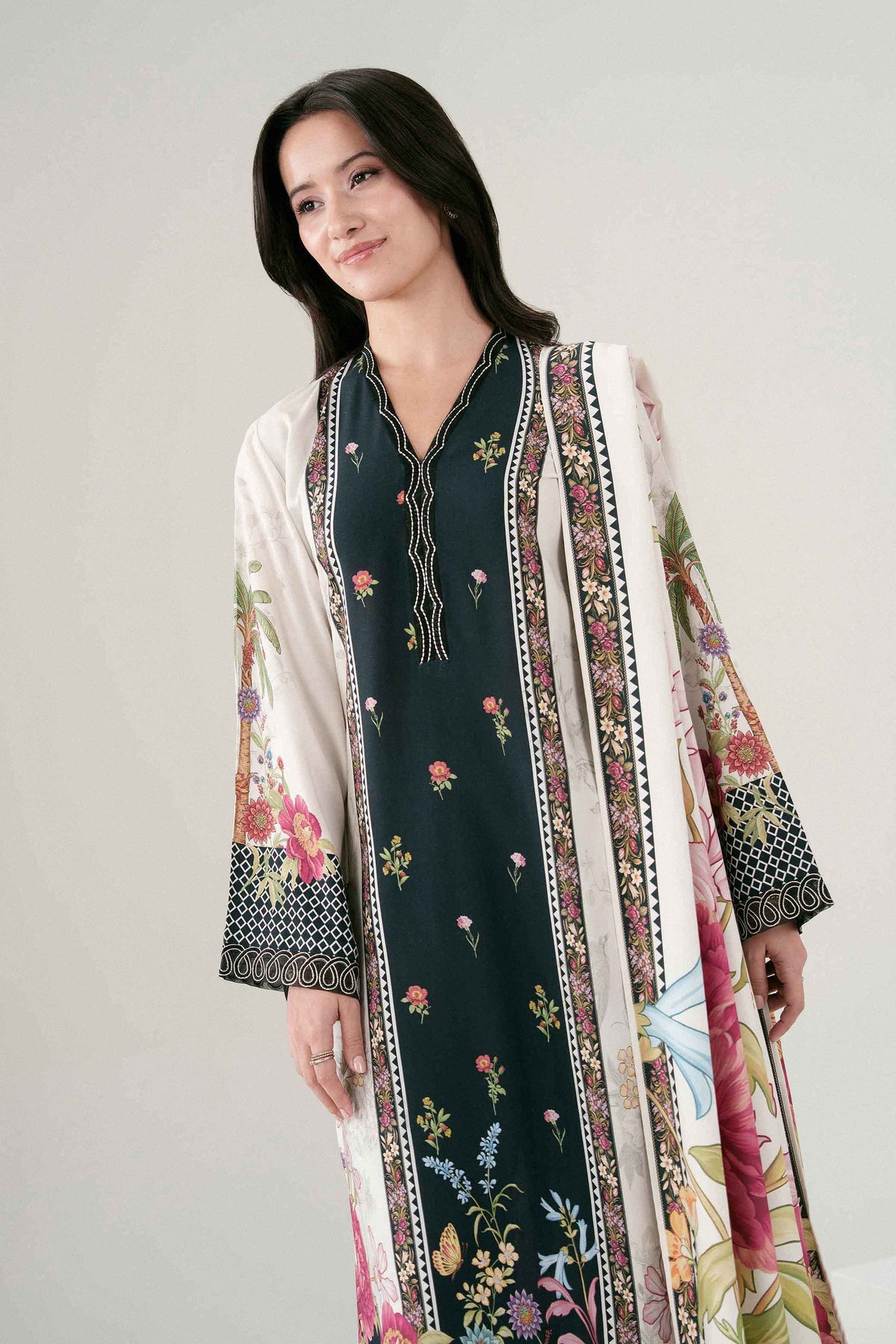 Nishat UK - Off White Embroidered Linen 3 Pieces ready to wear Suit