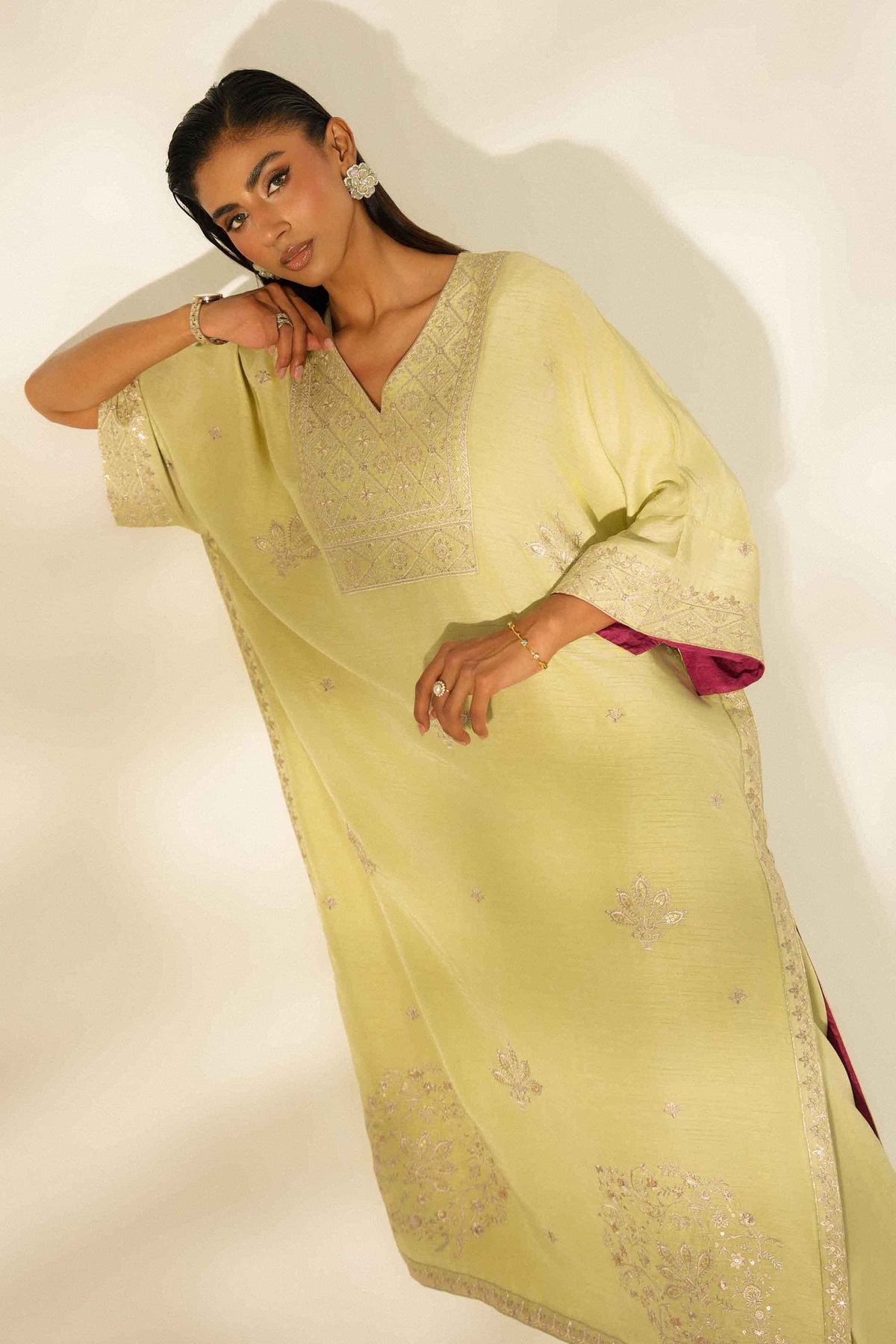 Nishat UK - Green Embroidered Silk 2 Pieces ready to wear Dress