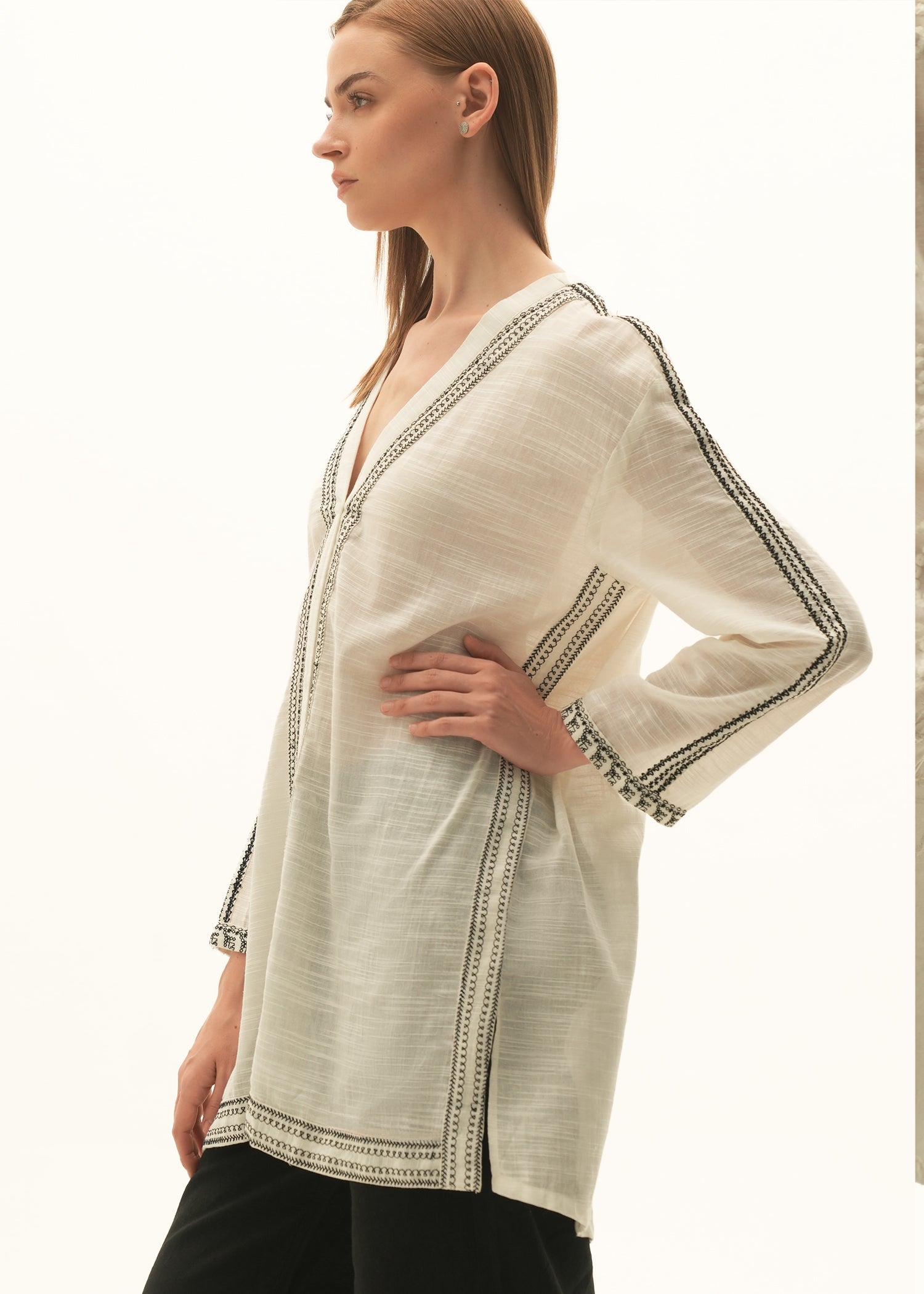 NishatUK - White Embroidered   Cotton 1-piece ready to wear Blouse
