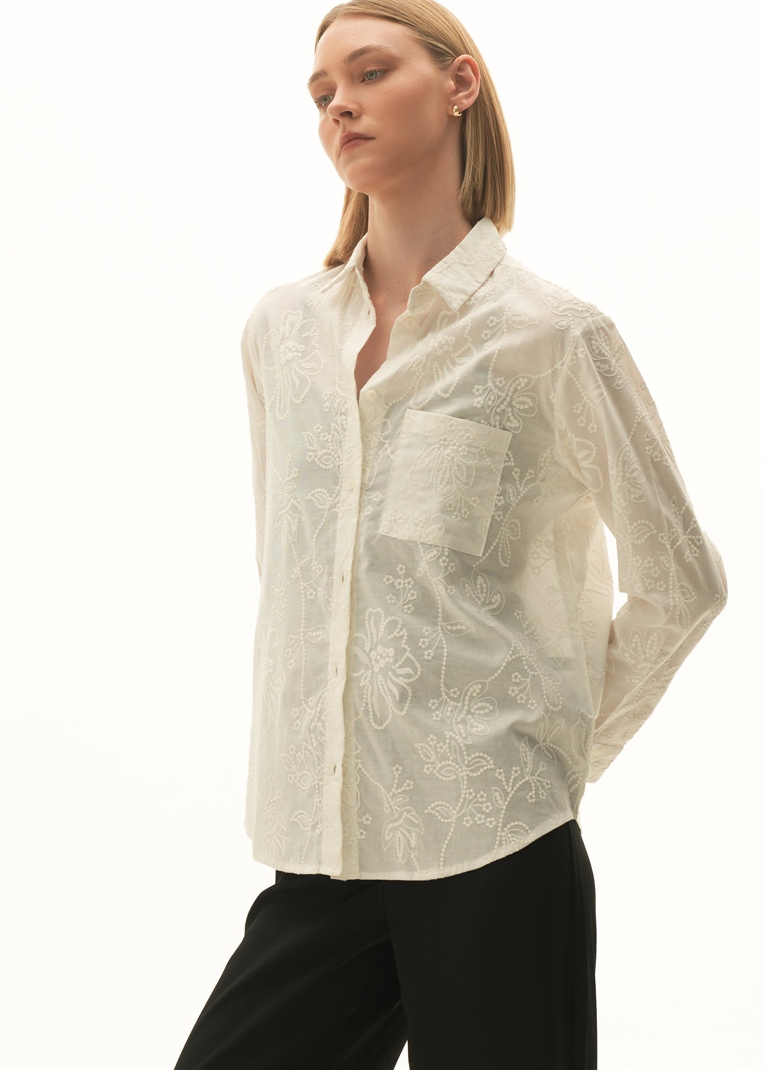 NishatUK - White Embroidered    Cotton 1-piece ready to wear Shirt