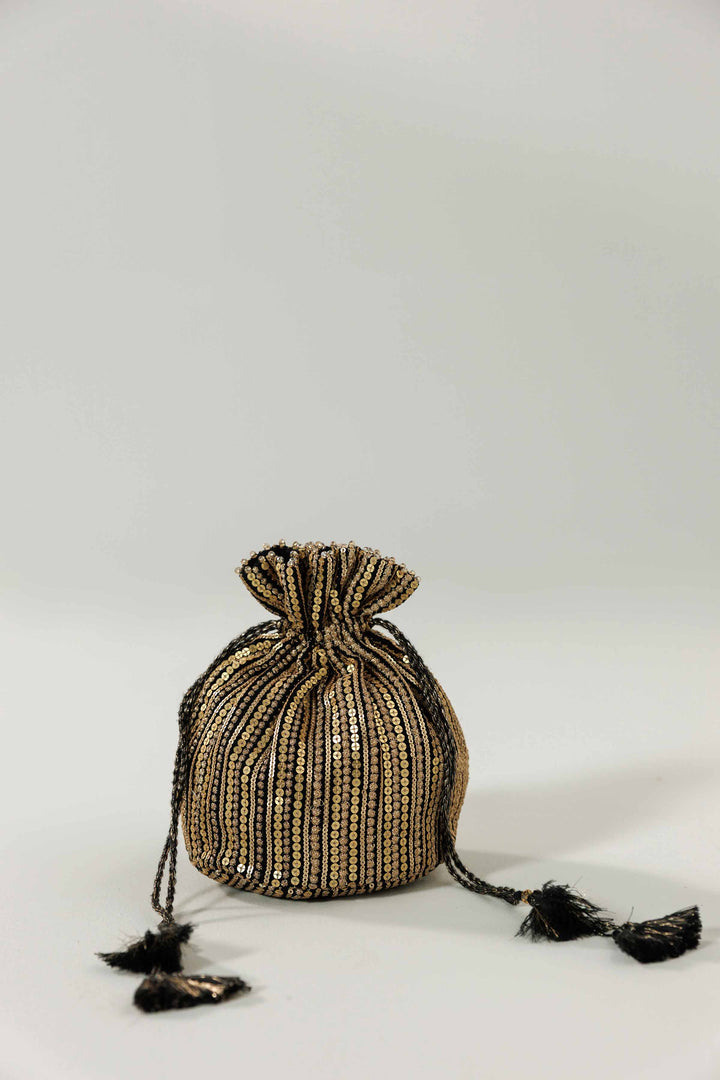 NishatUK - Black Embroidered  Silk  ready to wear Pouch