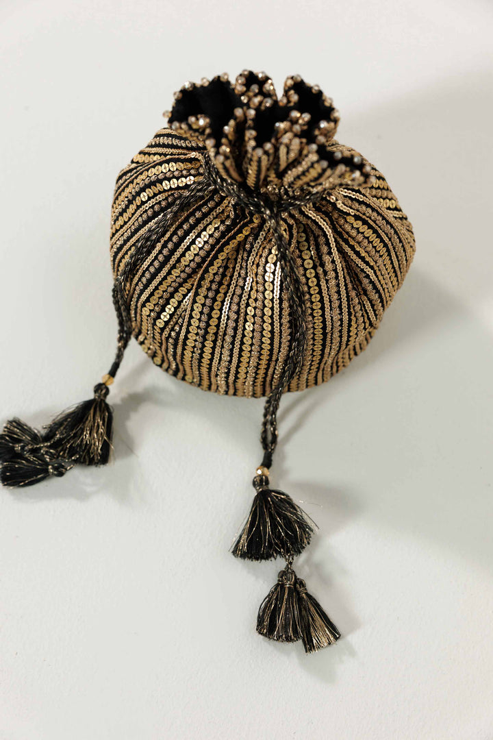 NishatUK - Black Embroidered  Silk  ready to wear Pouch