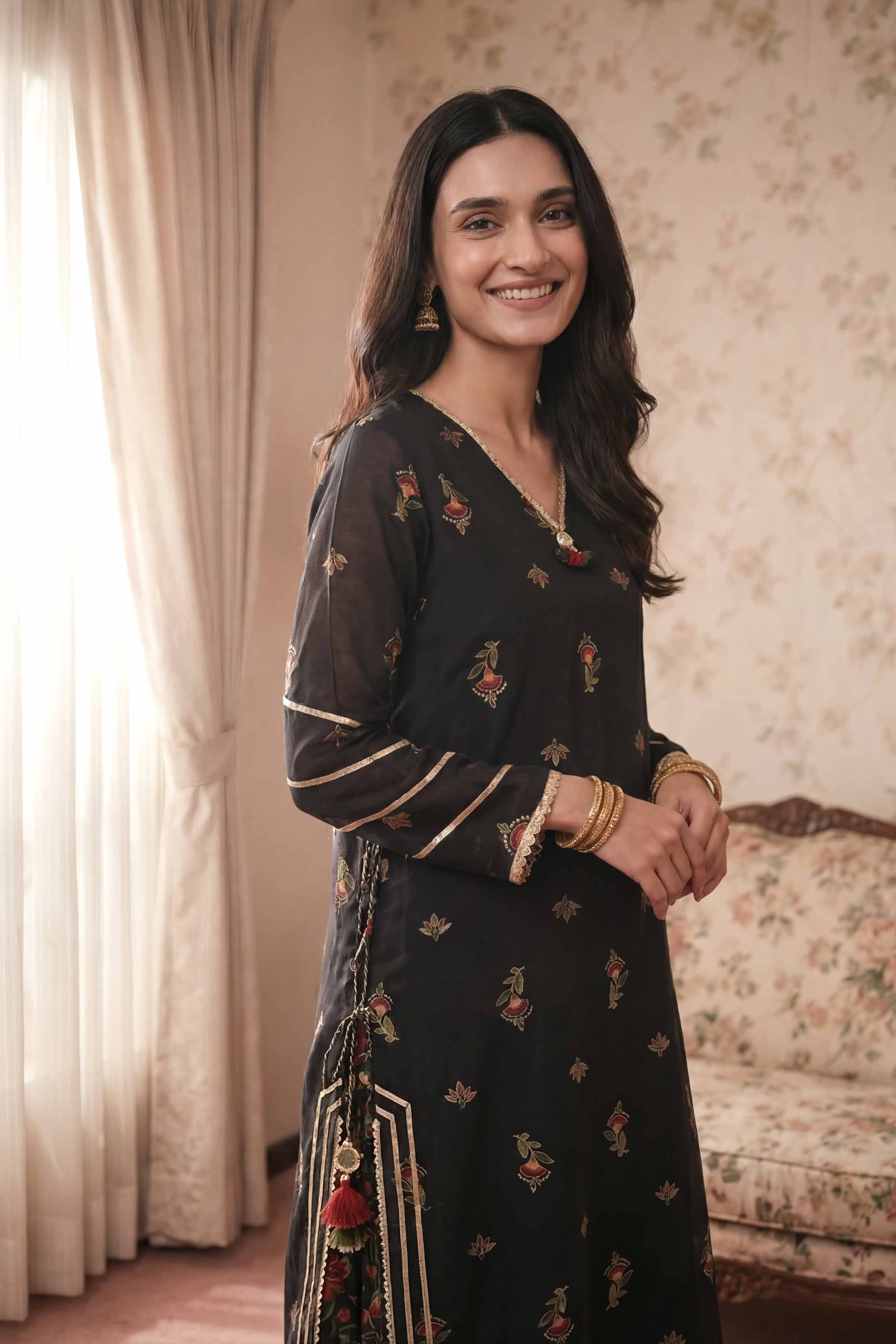 Nishat UK - Black Printed Lawn 2 Piece ready to wear Dress