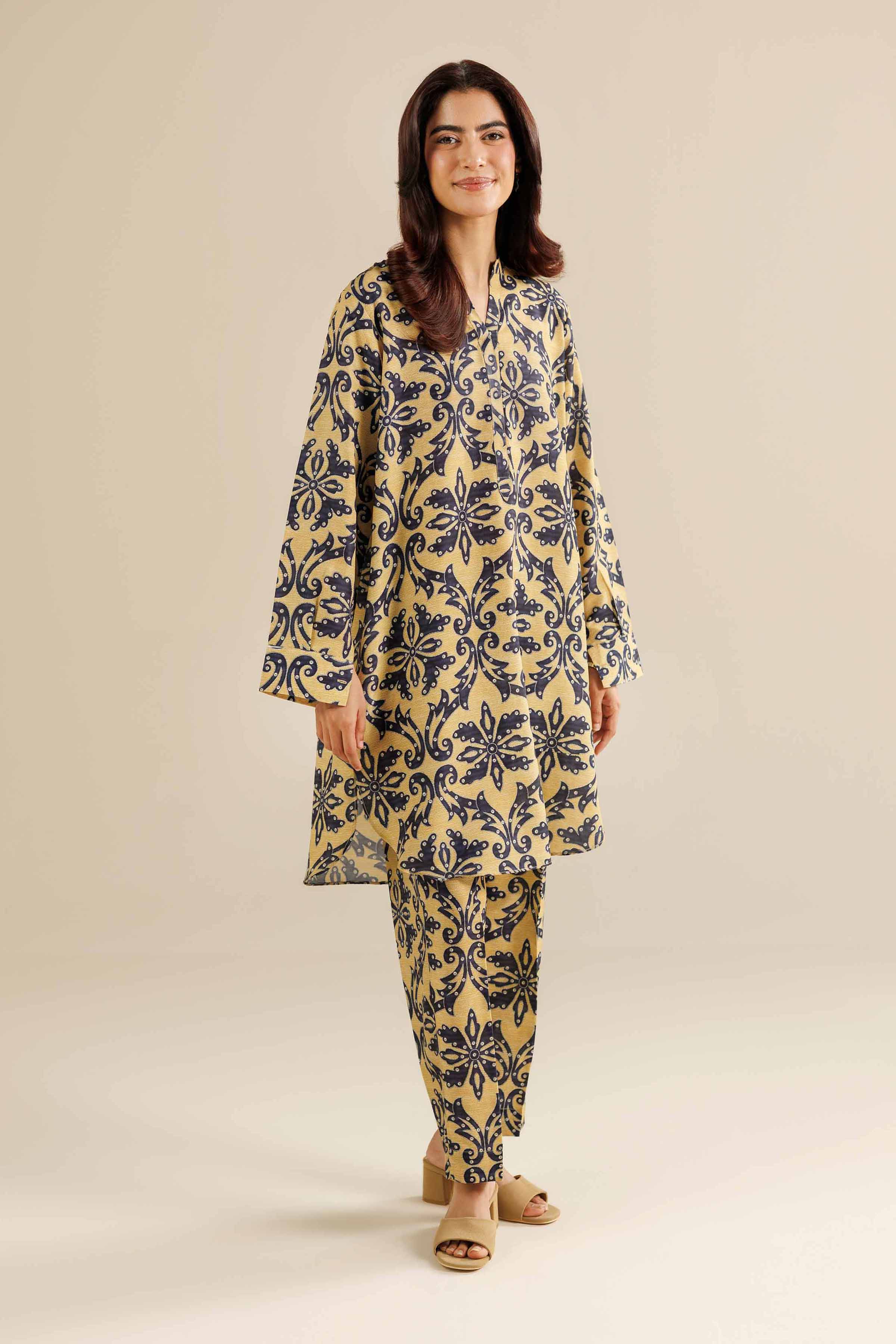 NishatUK - Yellow Printed Swiss Lawn 2-piece ready to wear Dress